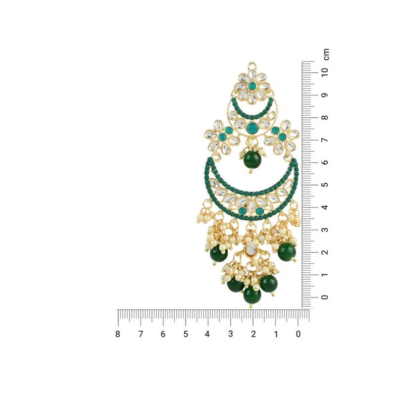 Gold Plated Traditional Handcrafted Pearl Kundan Beaded Chandbali Earrings for Women/Girls 