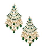 Gold Plated Traditional Handcrafted Pearl Kundan Beaded Chandbali Earrings for Women/Girls 