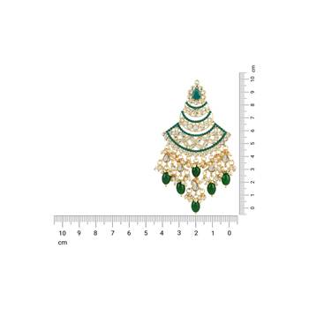 Gold Plated Traditional Handcrafted Pearl Kundan Beaded Chandbali Earrings for Women/Girls  4