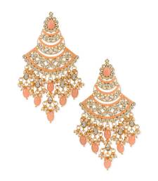 Gold Plated Traditional Handcrafted Pearl Kundan Beaded Chandbali Earrings for Women/Girls 