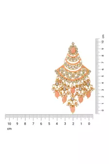 Gold Plated Traditional Handcrafted Pearl Kundan Beaded Chandbali Earrings for Women/Girls 