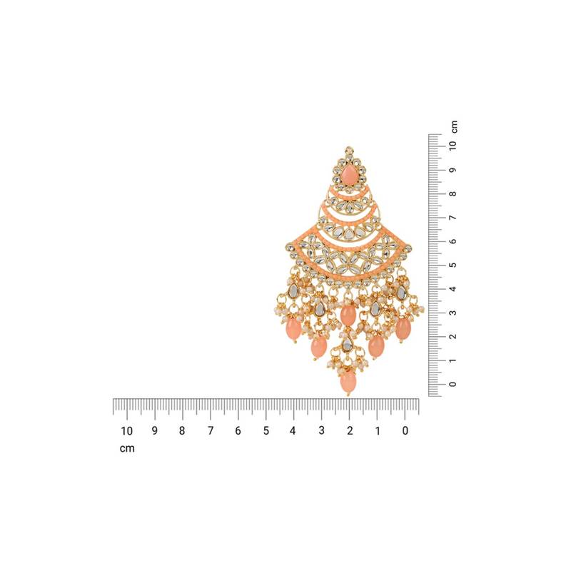 Gold Plated Traditional Handcrafted Pearl Kundan Beaded Chandbali Earrings for Women/Girls 