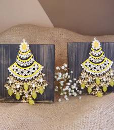 Gold Plated Traditional Handcrafted Pearl Kundan Beaded Chandbali Earrings for Women/Girls 