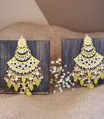 Gold Plated Traditional Handcrafted Pearl Kundan Beaded Chandbali Earrings for Women/Girls 