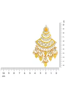 Gold Plated Traditional Handcrafted Pearl Kundan Beaded Chandbali Earrings for Women/Girls 