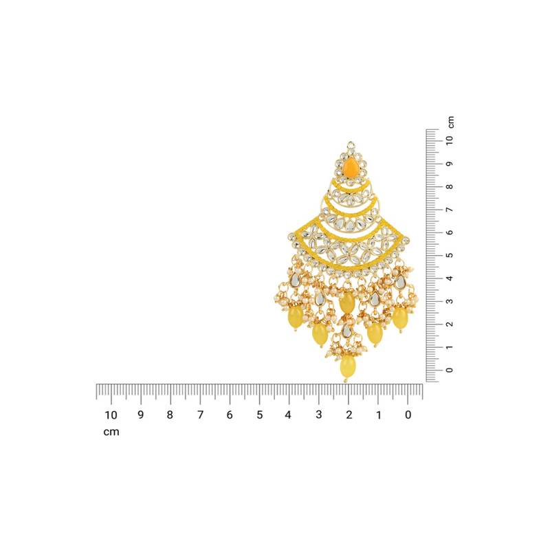 Gold Plated Traditional Handcrafted Pearl Kundan Beaded Chandbali Earrings for Women/Girls 