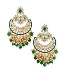 Gold Plated Traditional Pearl Kundan Beaded Chandbali Earrings for Women/Girls 