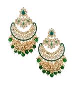 Gold Plated Traditional Pearl Kundan Beaded Chandbali Earrings for Women/Girls 