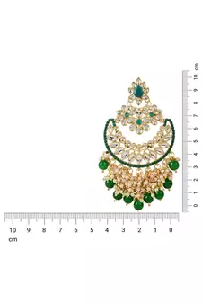 Gold Plated Traditional Pearl Kundan Beaded Chandbali Earrings for Women/Girls 