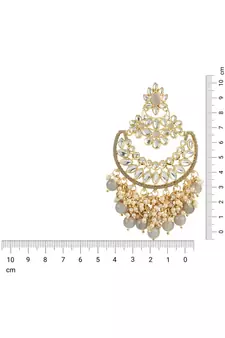 Gold Plated Traditional Pearl Kundan Beaded Chandbali Earrings for Women/Girls 