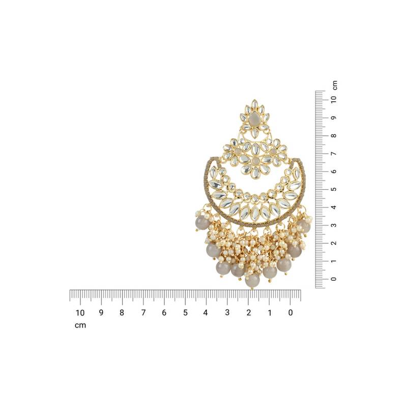 Gold Plated Traditional Pearl Kundan Beaded Chandbali Earrings for Women/Girls 