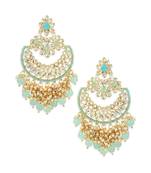 Gold Plated Traditional Pearl Kundan Beaded Chandbali Earrings for Women/Girls 