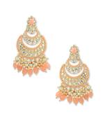 Gold Plated Traditional Handcrafted Pearl Kundan Beaded Chandbali Earrings for Women/Girls 