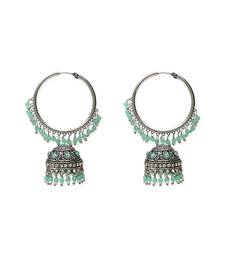 I Jewels Silver Plated Traditional Handcrafted Mint Pearl Jhumki Earrings for Women/Girls(E3060ZMin)