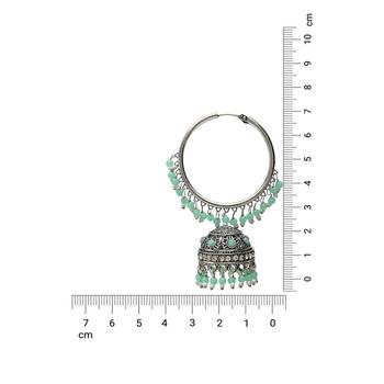 I Jewels Silver Plated Traditional Handcrafted Mint Pearl Jhumki Earrings for Women/Girls(E3060ZMin) 2