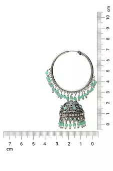 I Jewels Silver Plated Traditional Handcrafted Mint Pearl Jhumki Earrings for Women/Girls(E3060ZMin)