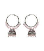 I Jewels Silver Plated Traditional Handcrafted Pearl Jhumki Earrings for Women/Girls(E3060ZPi)