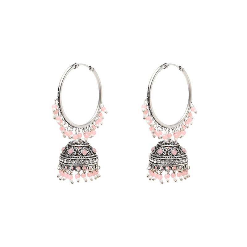 I Jewels Silver Plated Traditional Handcrafted Pearl Jhumki Earrings for Women/Girls(E3060ZPi)