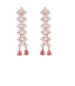 Valentine's Special Rose  Glittering American Diamond Stone Studded Dangle & Drop Earrings for Women