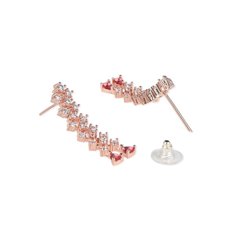 Valentine's Special Rose  Glittering American Diamond Stone Studded Dangle & Drop Earrings for Women