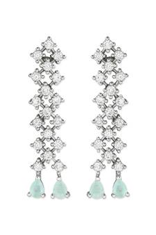 I Jewels Valentine's Special Silver Plated Glittering Crystal AD Stone Dangle & Drop Earrings for Women  (E3065ZMin)