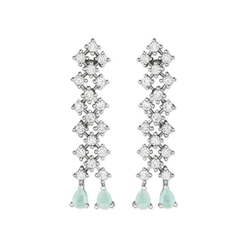 I Jewels Valentine's Special Silver Plated Glittering Crystal AD Stone Dangle & Drop Earrings for Women  (E3065ZMin)