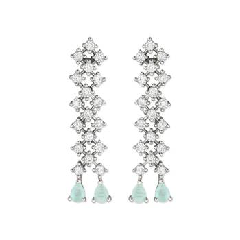 I Jewels Valentine's Special Silver Plated Glittering Crystal AD Stone Dangle & Drop Earrings for Women  (E3065ZMin) 1
