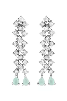 I Jewels Valentine's Special Silver Plated Glittering Crystal AD Stone Dangle & Drop Earrings for Women  (E3065ZMin)