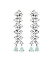 I Jewels Valentine's Special Silver Plated Glittering Crystal AD Stone Dangle & Drop Earrings for Women  (E3065ZMin)