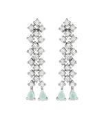 I Jewels Valentine's Special Silver Plated Glittering Crystal AD Stone Dangle & Drop Earrings for Women  (E3065ZMin)