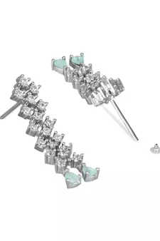 I Jewels Valentine's Special Silver Plated Glittering Crystal AD Stone Dangle & Drop Earrings for Women  (E3065ZMin)