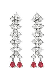 Valentine's Special Silver Plated Glittering Crystal Pink AD Stone Dangle & Drop Earrings for Women  (E3065ZQ)