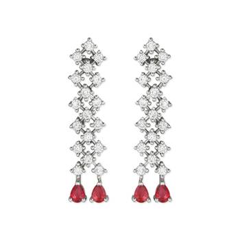 Valentine's Special Silver Plated Glittering Crystal Pink AD Stone Dangle & Drop Earrings for Women  (E3065ZQ) 1