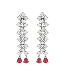 Valentine's Special Silver Plated Glittering Crystal Pink AD Stone Dangle & Drop Earrings for Women  (E3065ZQ)