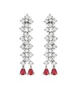 Valentine's Special Silver Plated Glittering Crystal Pink AD Stone Dangle & Drop Earrings for Women  (E3065ZQ)