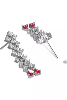 Valentine's Special Silver Plated Glittering Crystal Pink AD Stone Dangle & Drop Earrings for Women  (E3065ZQ)