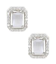 Valentine's Special Silver Plated Grey CZ & American Diamond Beautiful Studs Earrings for Women/Girls E3066ZGr