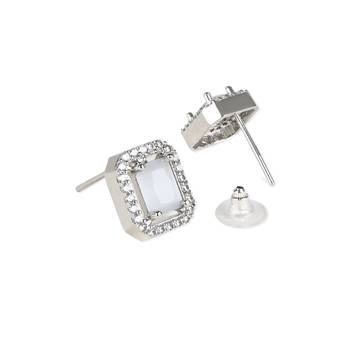 Valentine's Special Silver Plated Grey CZ & American Diamond Beautiful Studs Earrings for Women/Girls E3066ZGr 2