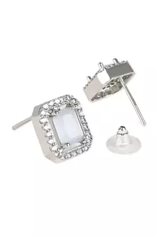 Valentine's Special Silver Plated Grey CZ & American Diamond Beautiful Studs Earrings for Women/Girls E3066ZGr