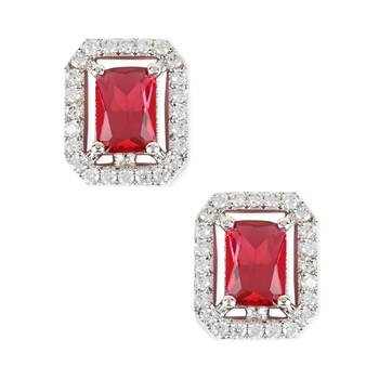 Valentine's Special Silver Plated Red CZ & American Diamond Beautiful Studs Earrings for Women / Girls E3066ZR 1