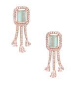 Valentine's Special Rose Gold Plated Mint CZ & American Diamond Beautiful Studs Earrings for Women 