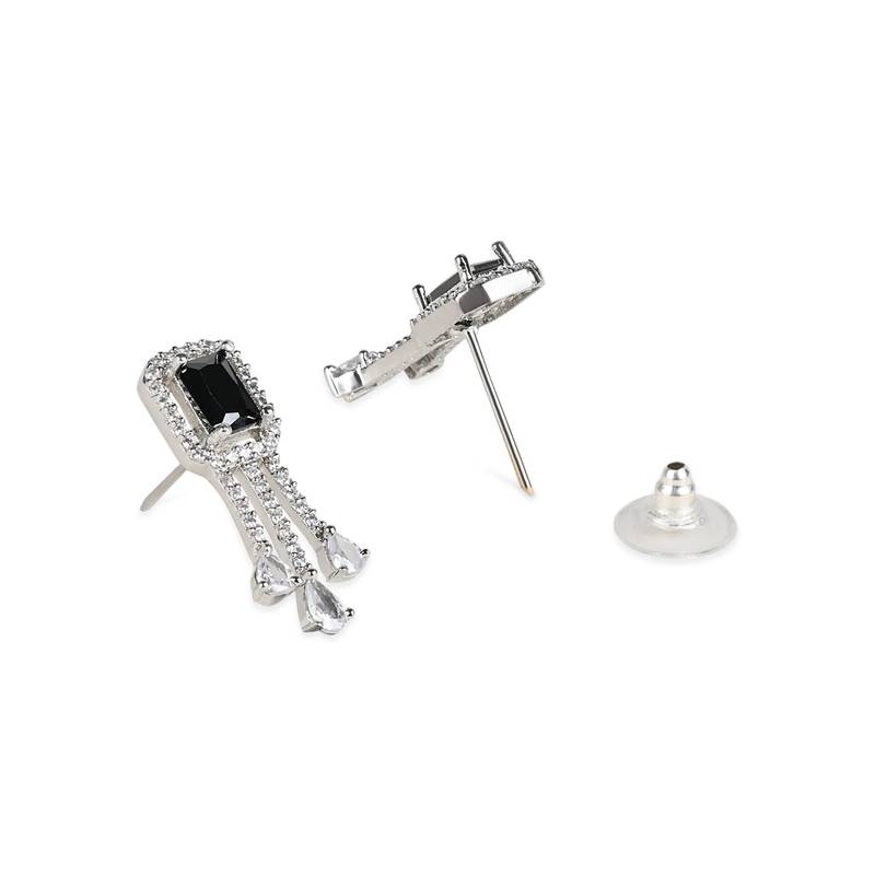 Valentine's Special Rose  Black CZ & American Diamond Beautiful Studs Earrings for Women /Girls 