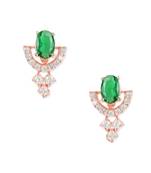 Valentine's Special Rose  Green CZ & American Diamond Beautiful Studs Earrings for Women/Girls 