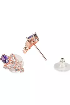 Valentine's Special Rose Gold Plated Purple CZ & American Diamond Beautiful Studs Earrings for Women 