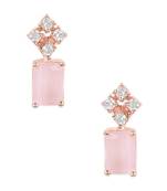 Valentine's Special Rose  Pink CZ & American Diamond Beautiful Studs Earrings for Women /Girls 