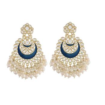  Intricately Designed Traditional Meenakari Chandbali Earrings Glided With Kundans & Pearls  1