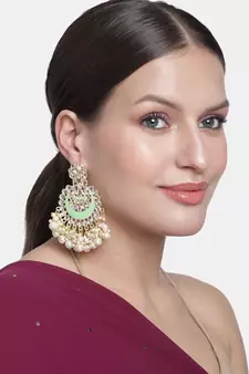  Intricately Designed Traditional Meenakari Chandbali Earrings Glided With Kundans & Pearls 