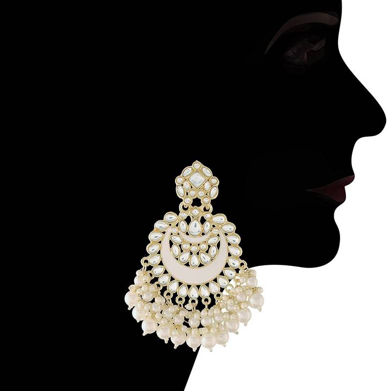  Intricately Designed Traditional Meenakari Chandbali Earrings Glided With Kundans & Pearls 