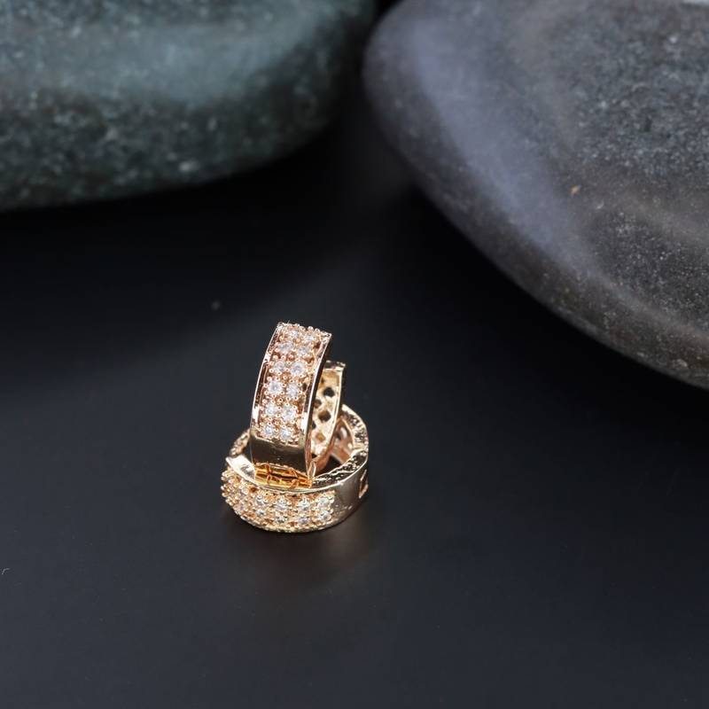 Valentine's Special Rose Gold-Plated AD Stone Contemporary Studs Earrings for women 