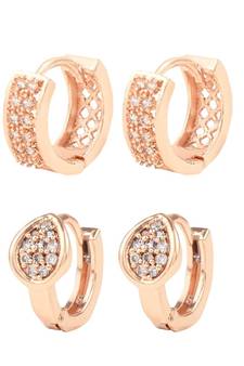 Valentine's Special Rose Gold-Plated AD Stone Studs Earrings for women (E2966-68)